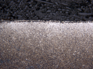 Carbon steel microstructure showing ferrite and pearlite, demonstrating proper grain size for automotive applications