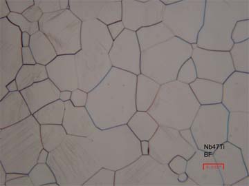 Niobium microstructure showing typical Class 2 refractory metal structure